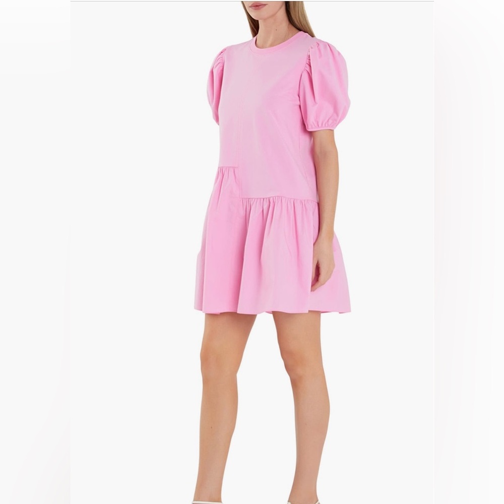 ENGLISH FACTORY - Puff Shoulder Mixed Media Minidress Size XS - Picture 3 of 13
